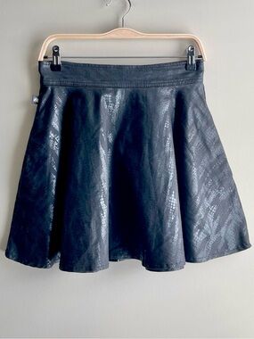 Rock & Republic Black Faux-Leather snake Python Print Circle Skirt